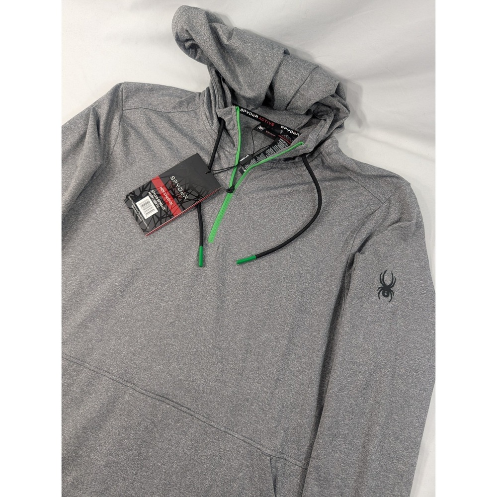 NWT SPYDER Active Performance Long Sleeve 1/4 Zip Hoodie Jacket ProWeb Gray Med